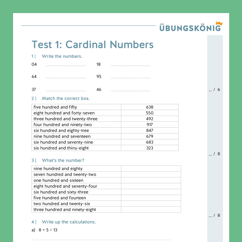 Testsammlung für Englisch in der 5. Klasse