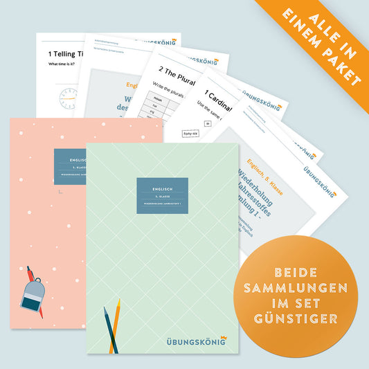 Günstiger im Set: Englisch, 5. Klasse: Wiederholung des Jahresstoffs Teil 1 + 2