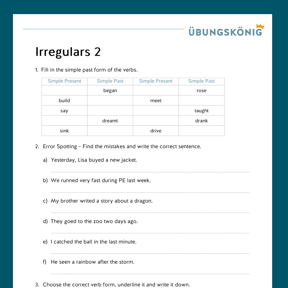 Königspaket: Irregular Verbs ohne Past Participle (Englisch, 5. Klasse)