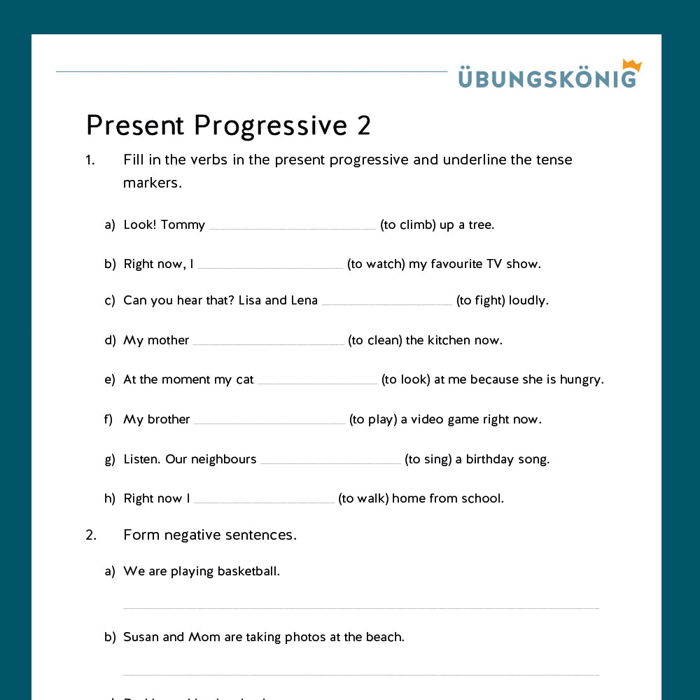 Königspaket: Present Progressive - Gap Texts (Englisch, 5. Klasse) - inklusive Test!