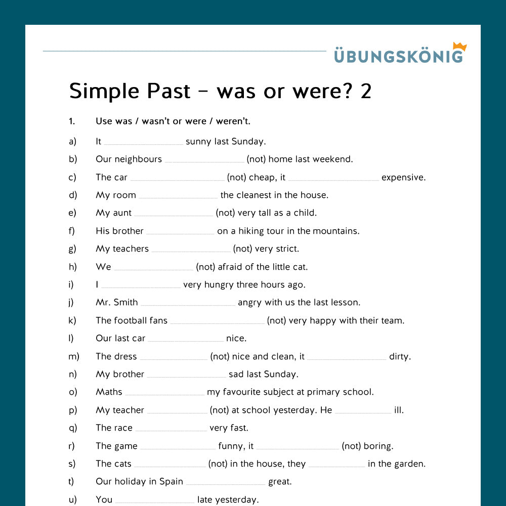 Königspaket: Simple Past - Was or were (Englisch, 5. Klasse) - inklusive Test