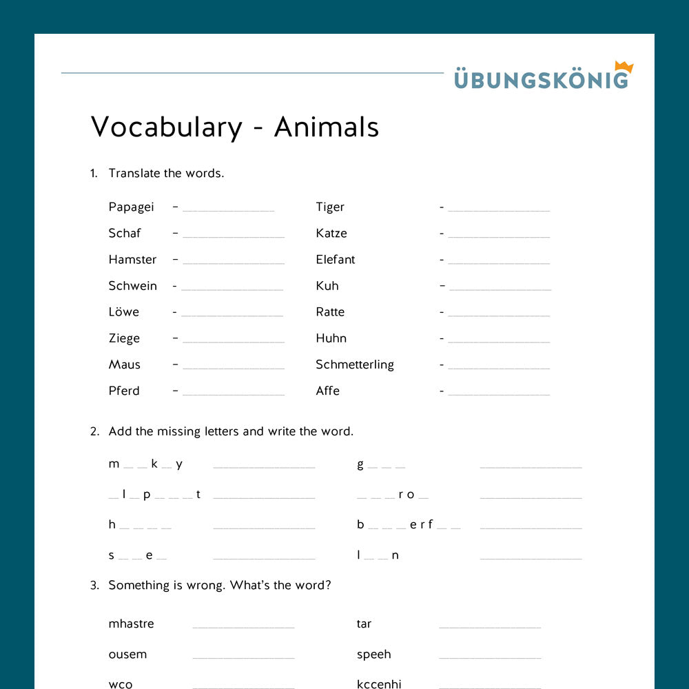 Königspaket: Vocabulary / Vokabelübungen (5. Klasse)