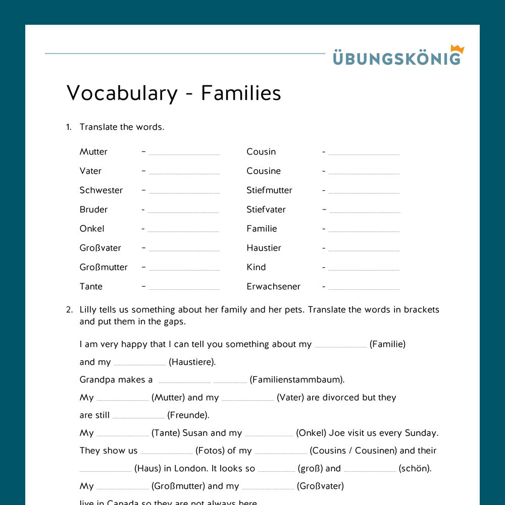 Königspaket: Vocabulary / Vokabelübungen (5. Klasse)