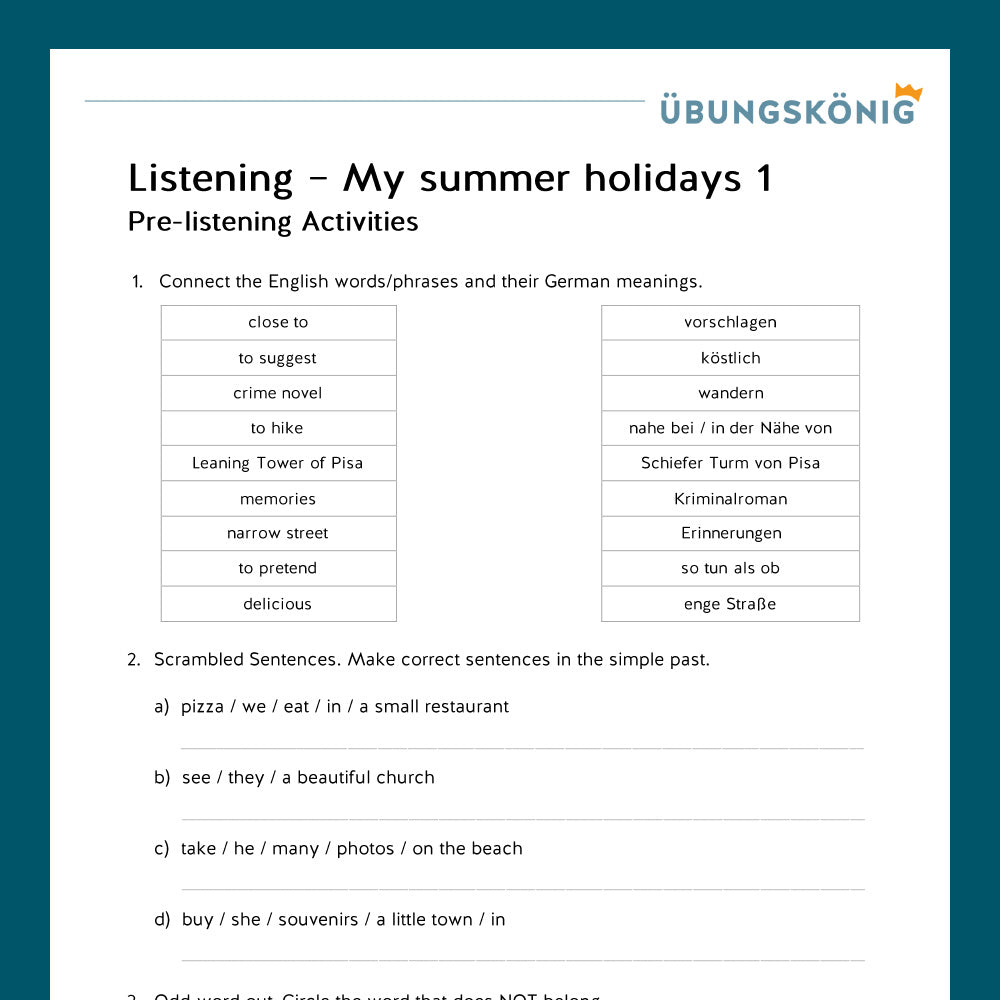 Königspaket: Listening - Hörverstehen - My summer holidays  (Englisch, 6. Klasse)
