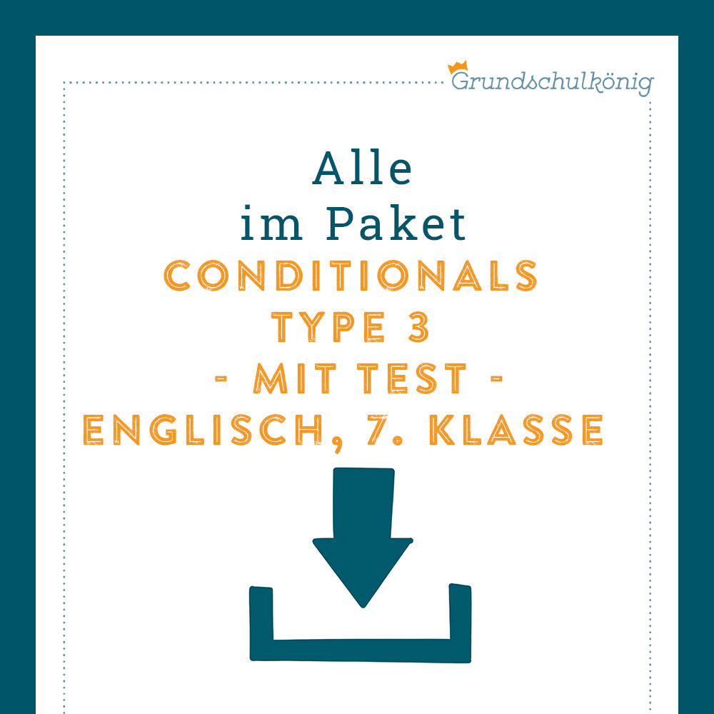 Königspaket: Conditionals Type 3  - If Clauses Type 3 (Englisch, 7. Klasse) - inklusive Test