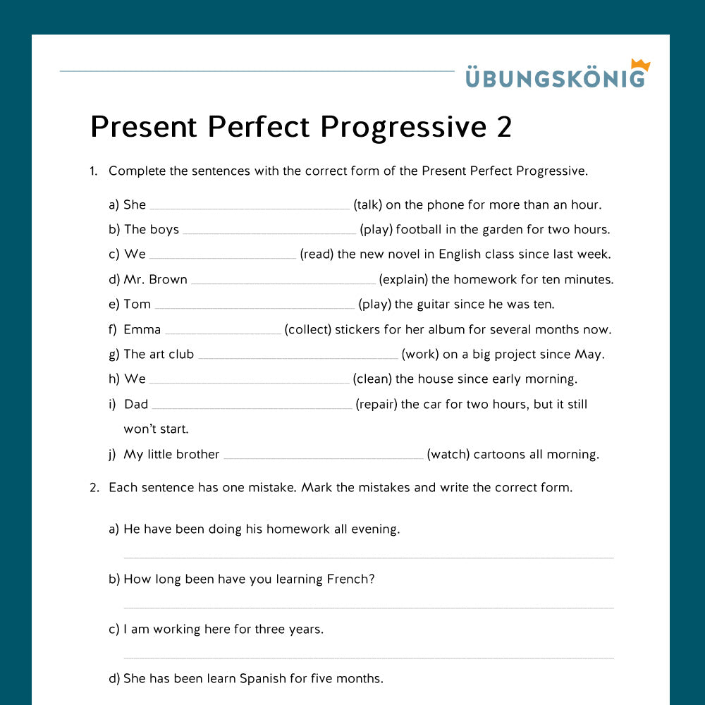 Königspaket: Present Perfect Progressive (Englisch, 7. Klasse) - inklusive Test