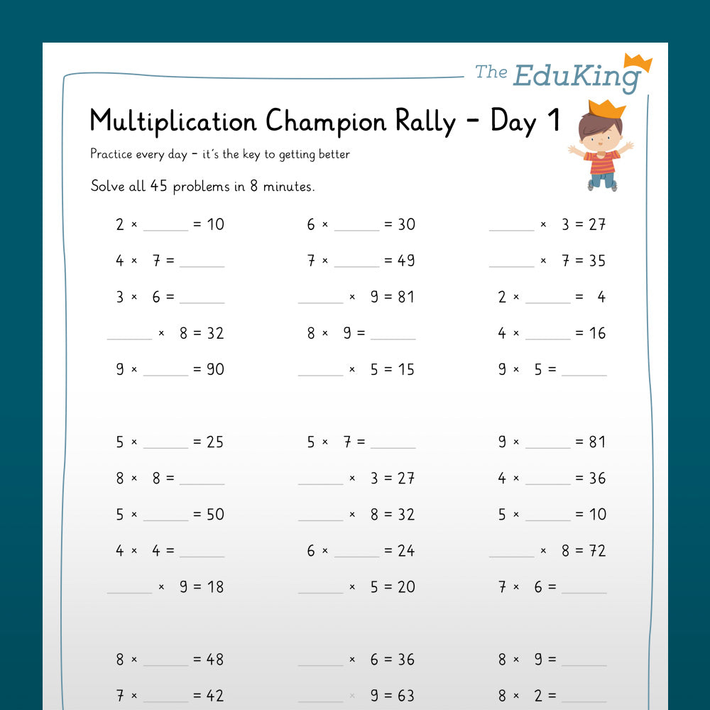 EduKing: 1x1 Multiplication Champion Rally (Math, Grade 2 & 3)