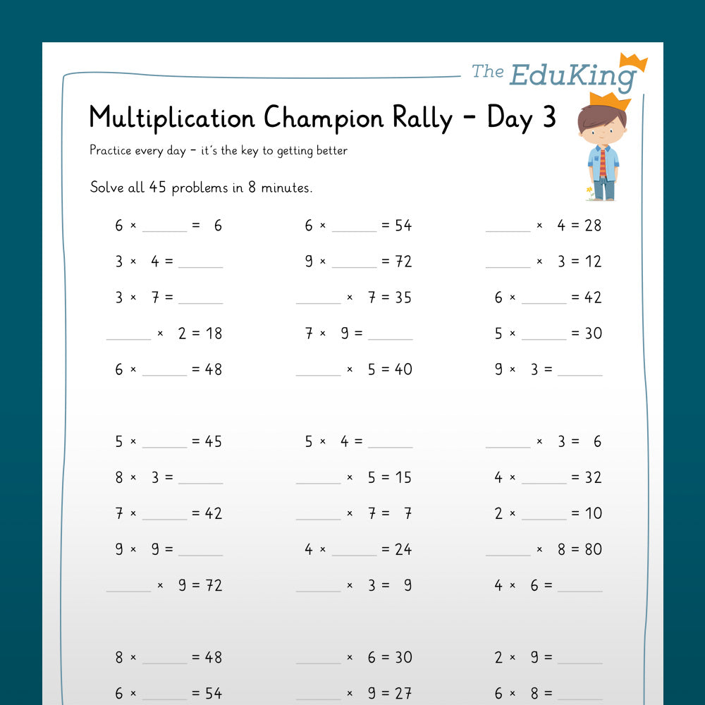 EduKing: 1x1 Multiplication Champion Rally (Math, Grade 2 & 3)