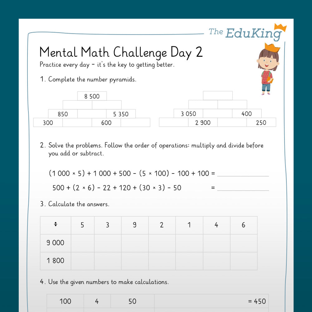 EduKing: Mental Math Challenges with 4 Digit Numbers (Math, Grade 4)