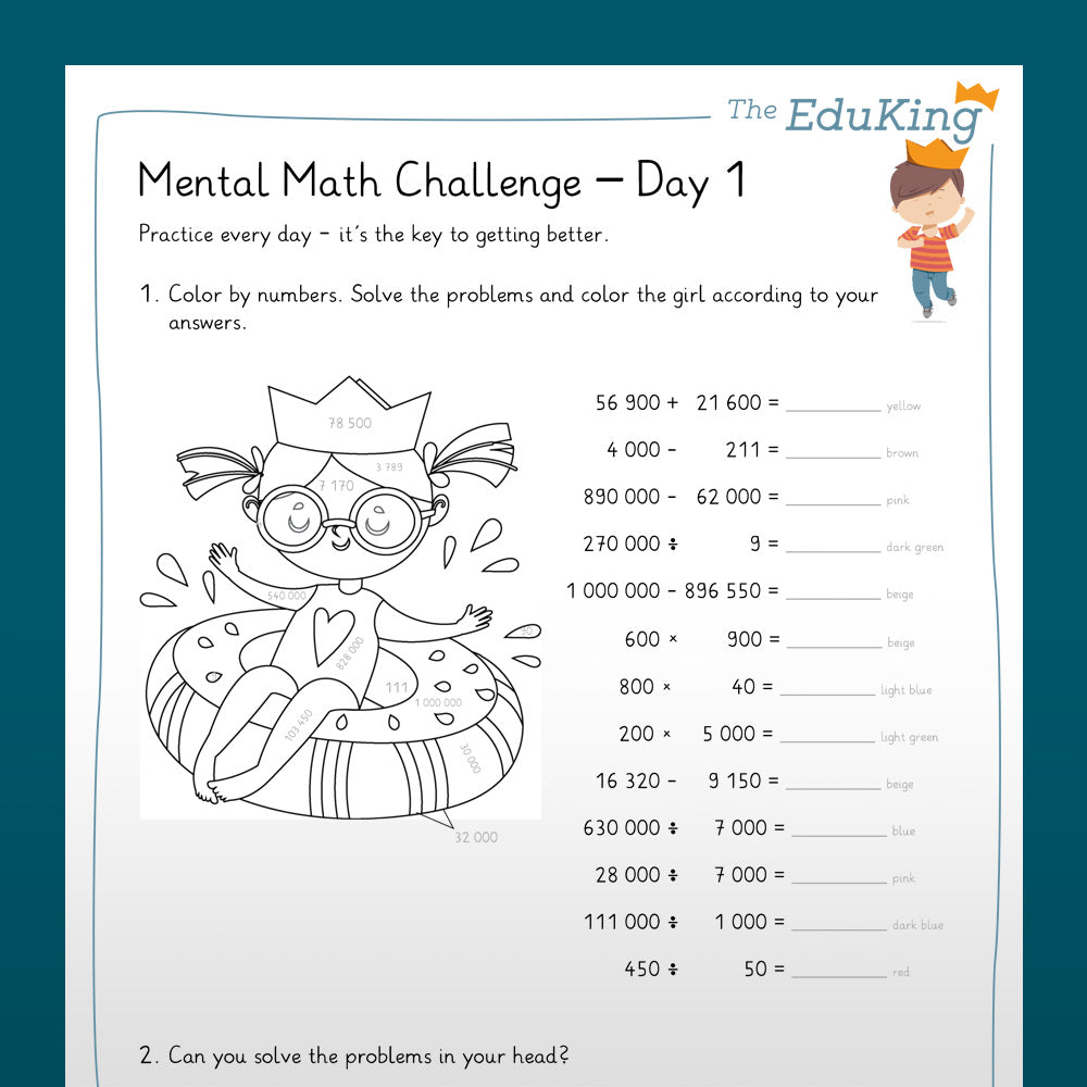 EduKing: Mental Math Challenges with 6 Digit Numbers (Math, Grade 4)