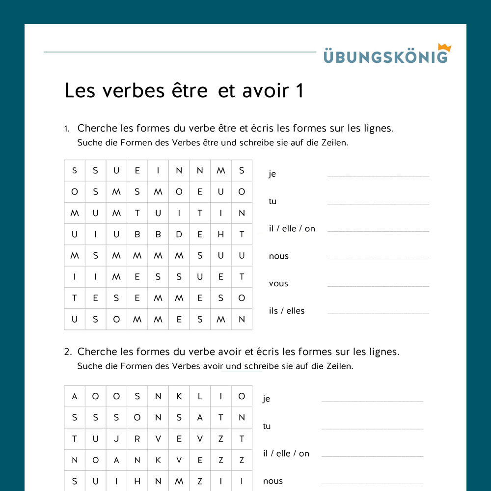 Königspaket: Verben haben & sein - être et avoir (Französisch, 1. Lernjahr) - inklusive Test!