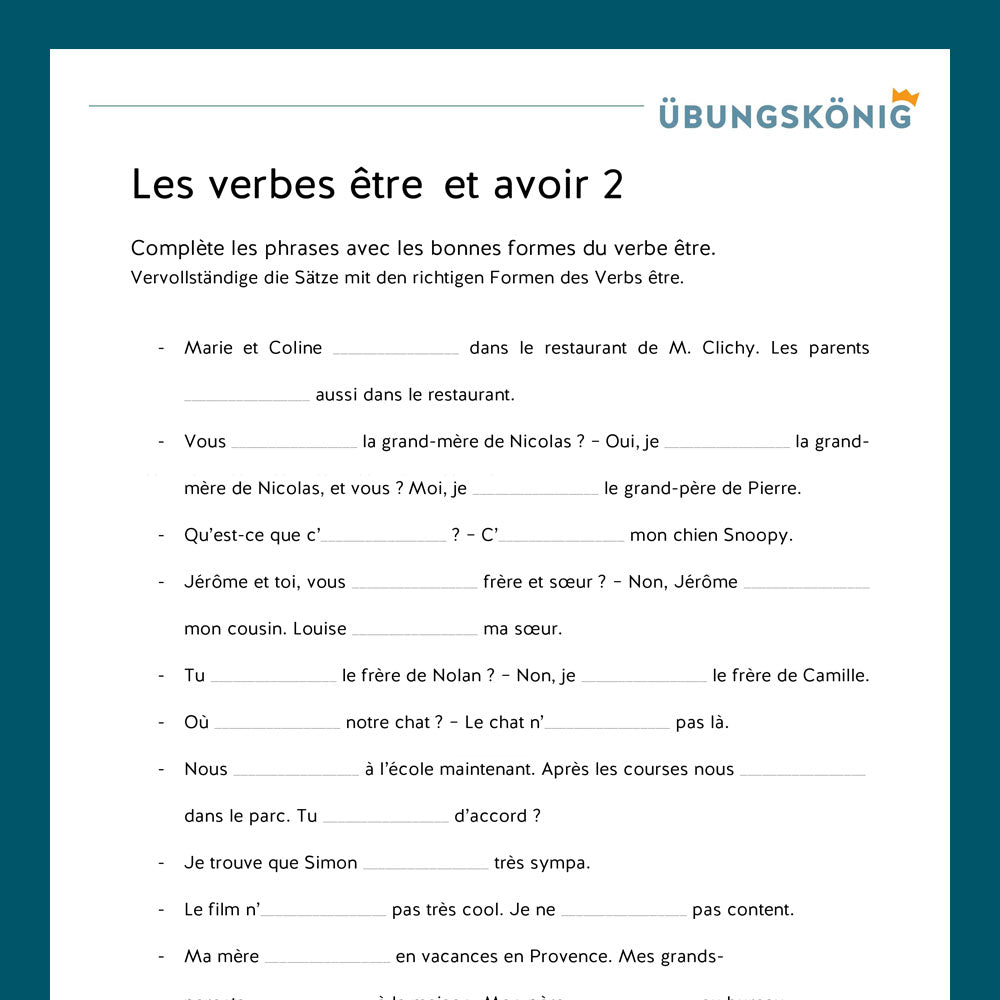 Königspaket: Verben haben & sein - être et avoir (Französisch, 1. Lernjahr) - inklusive Test!