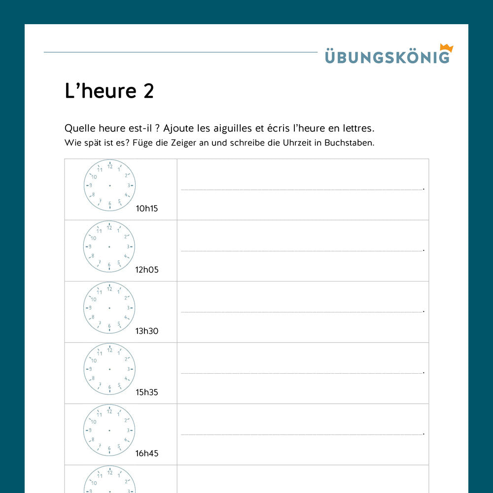 Königspaket: Uhrzeit - L'heure (Französisch, 1. Lernjahr) - inklusive Test!