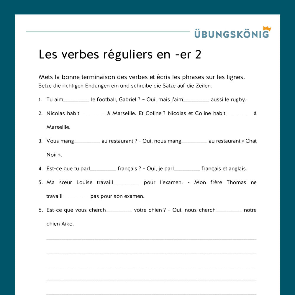 Königspaket: Regelmäßige Verben - le verbes reguliers (Französisch, 1. Lernjahr) - inklusive Test!