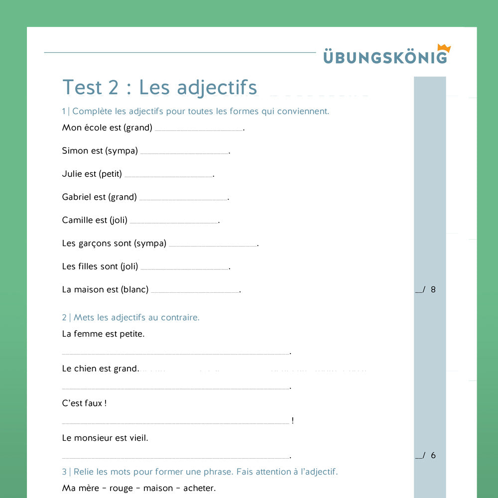Testsammlung für Französisch im 1. Lernjahr