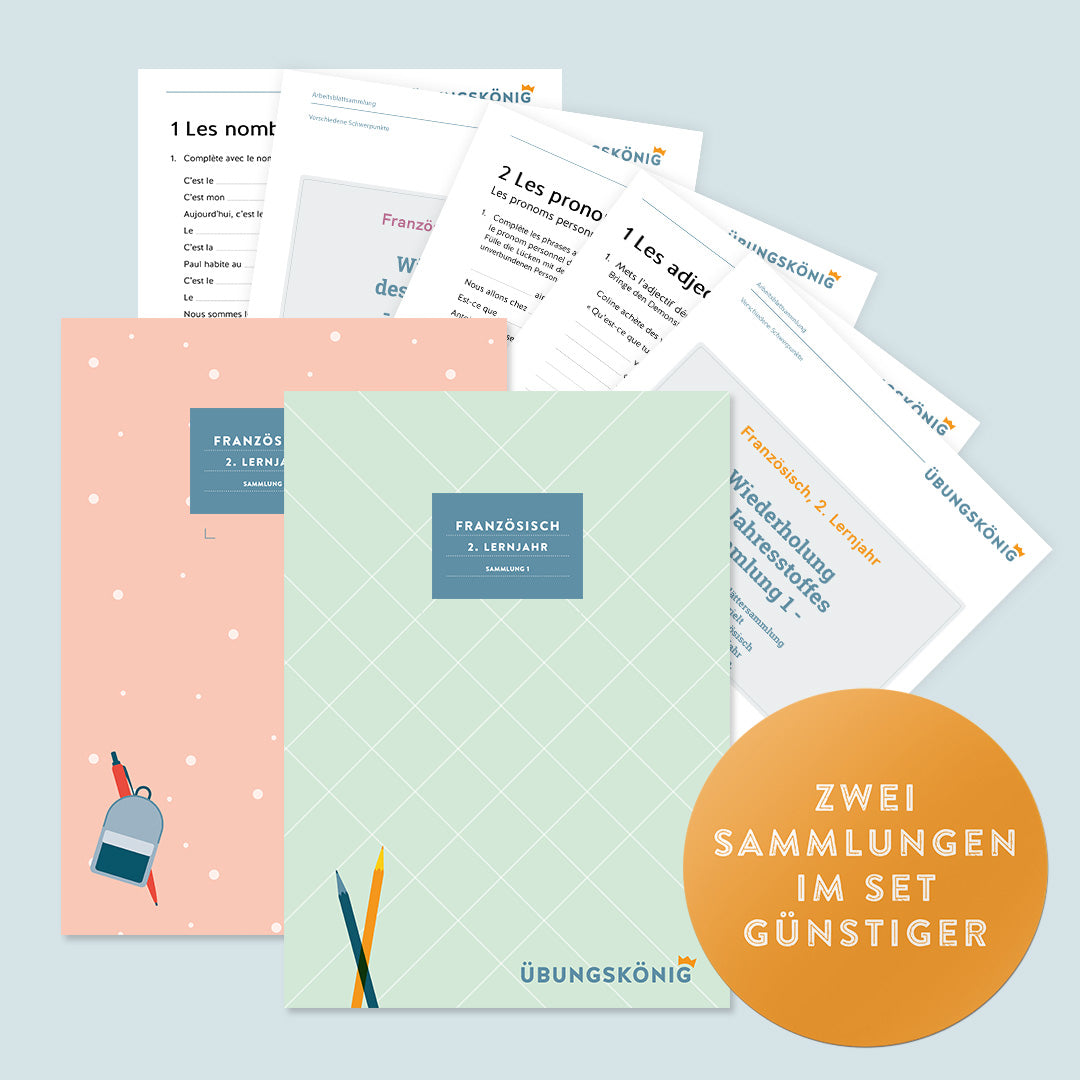 Günstiger im Set: Französisch, 2. Lernjahr: Wiederholung des Jahresstoffs Teil 1 + 2