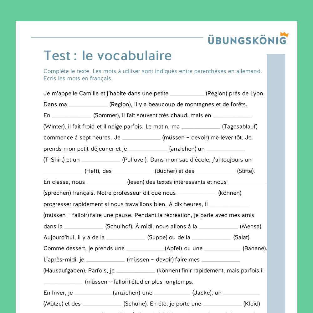 Königspaket: Vokabeltraining - vocabulaire (Französisch, 2. Lernjahr) - inklusive Test