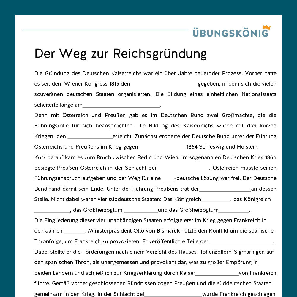 Königspaket: Das Deutsche Kaiserreich (Geschichte, 9. Klasse)