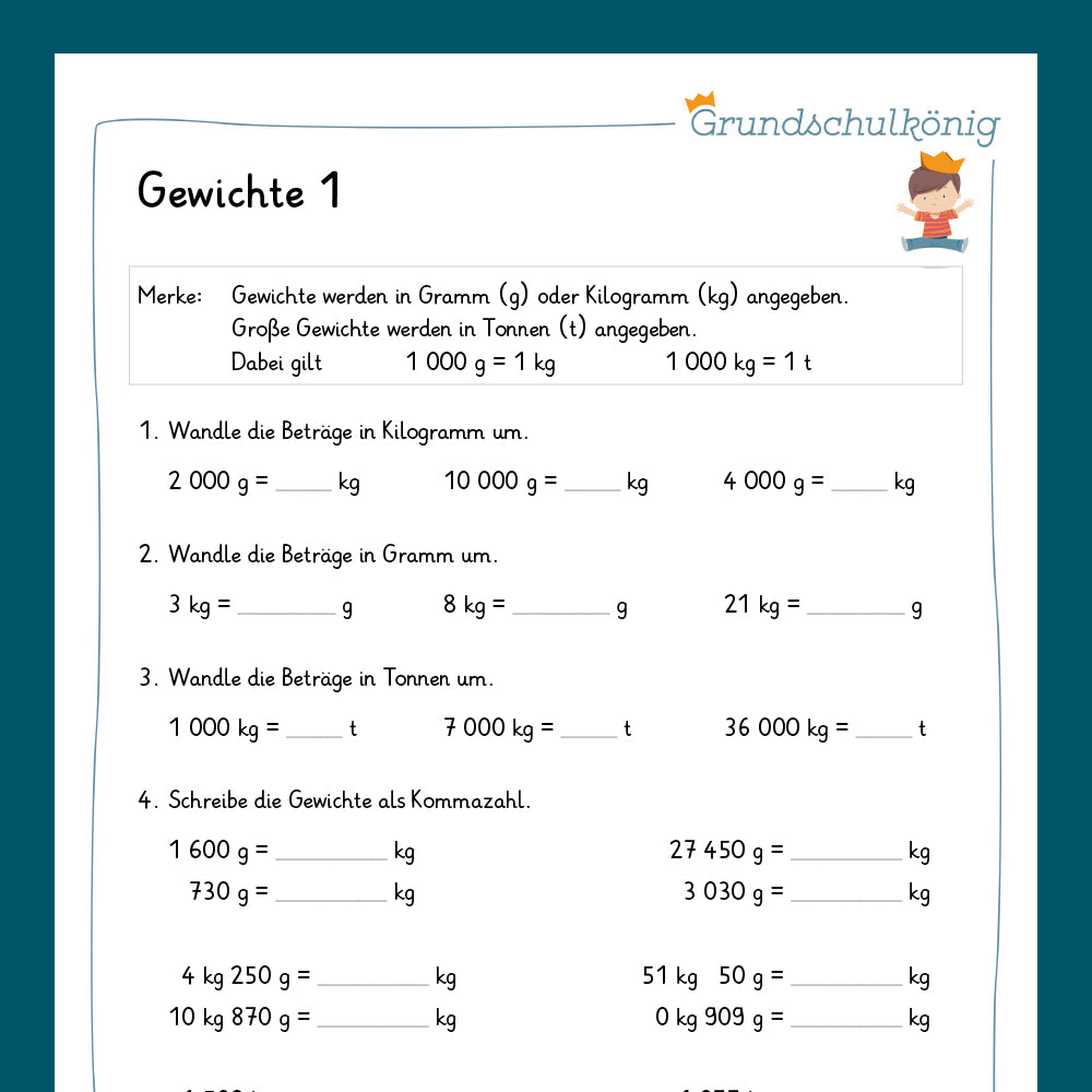 Königspaket: Gewichte (Mathe, 4. Klasse) - inklusive Test!