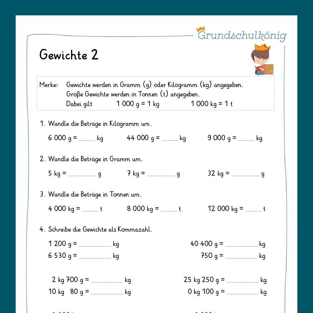 Königspaket: Gewichte (Mathe, 4. Klasse) - inklusive Test!