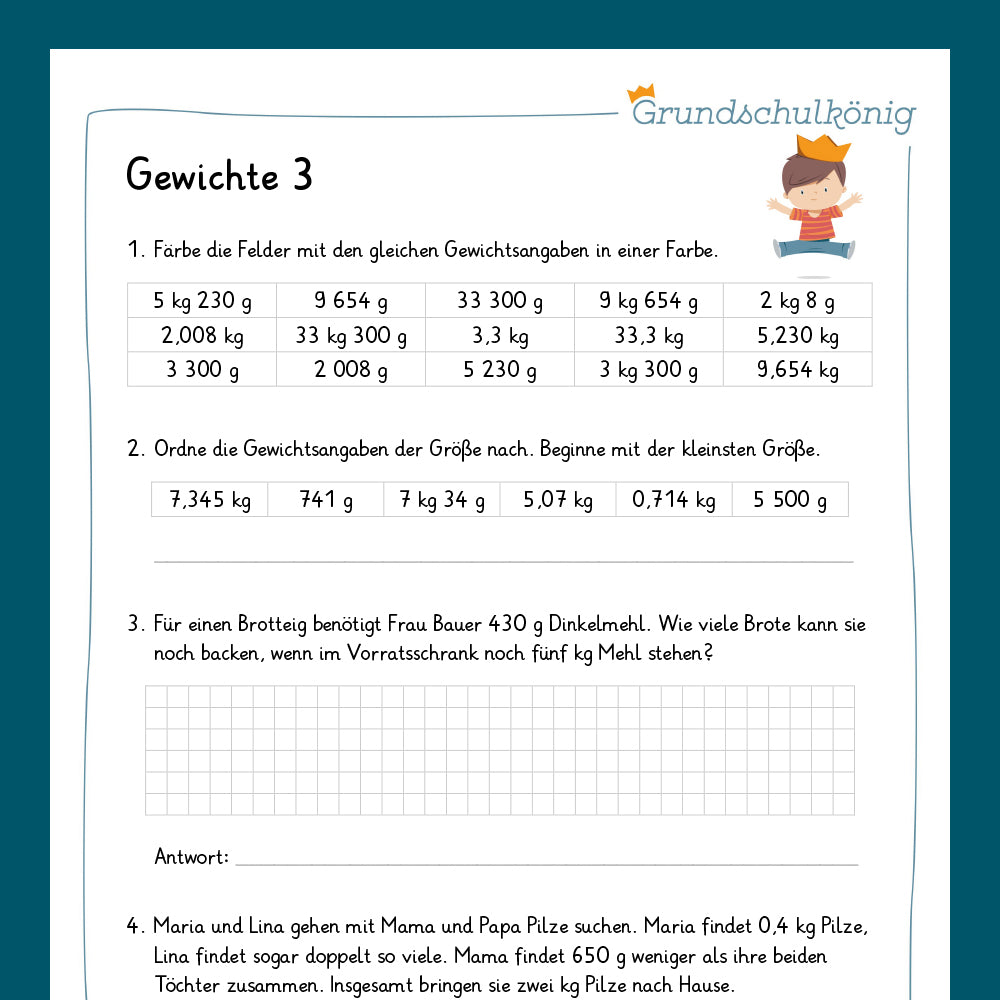 Königspaket: Gewichte (Mathe, 4. Klasse) - inklusive Test!