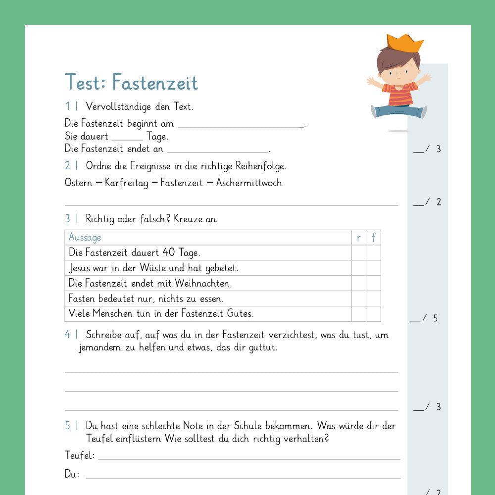 Königspaket: Fastenzeit (Religion) - inkluslive Test