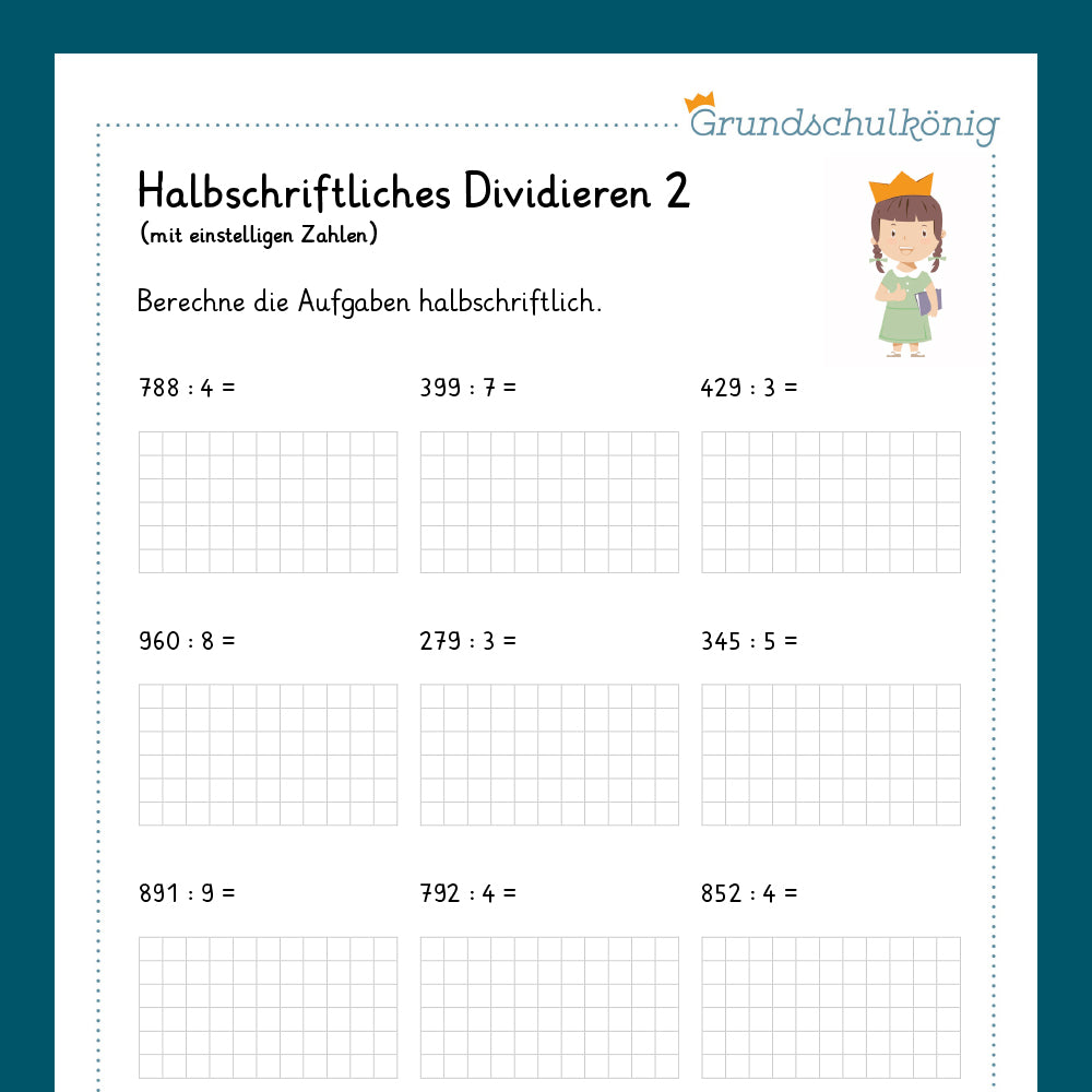 Königspaket: Halbschriftliches Dividieren (Mathe, 4. Klasse) - inklusive Test