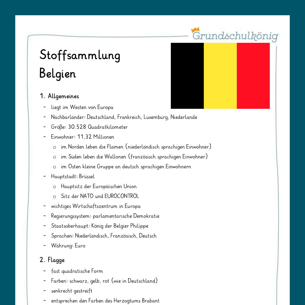 King's Package: Germany - Neighboring Countries - Fact Sheets (General Knowledge, 3rd &amp; 4th Grade)