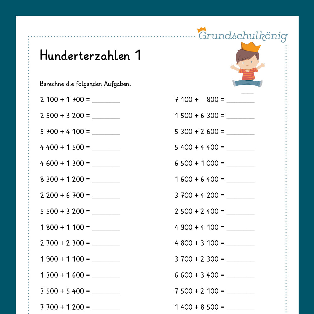 Königspaket: Hunderterzahlen im Zahlenraum 10 000 (Mathe, 4. Klasse) - inklusive Test