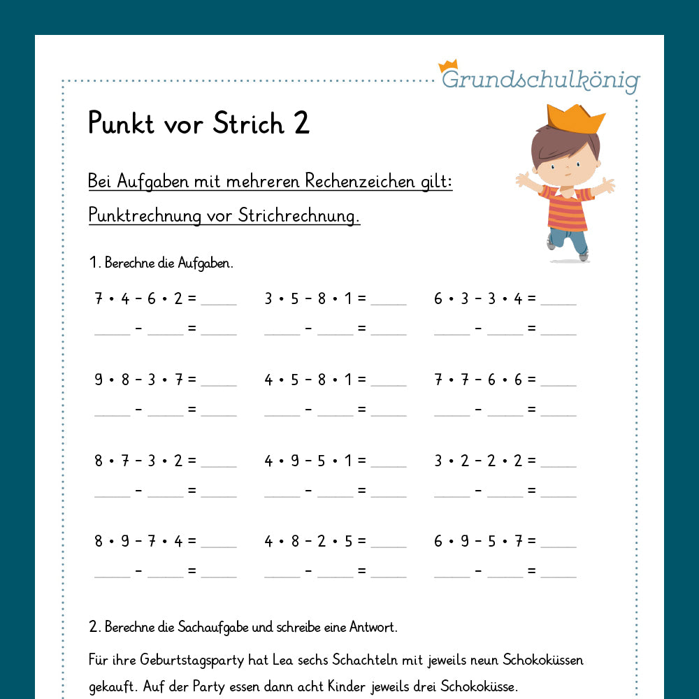 Königspaket: Punkt vor Strich (Mathe, 3. Klasse) - inklusive Test