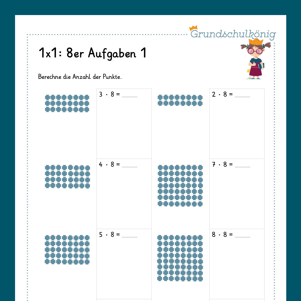 Königspaket: 8er 1x1 (Mathe, 2. Klasse) - inklusive Test