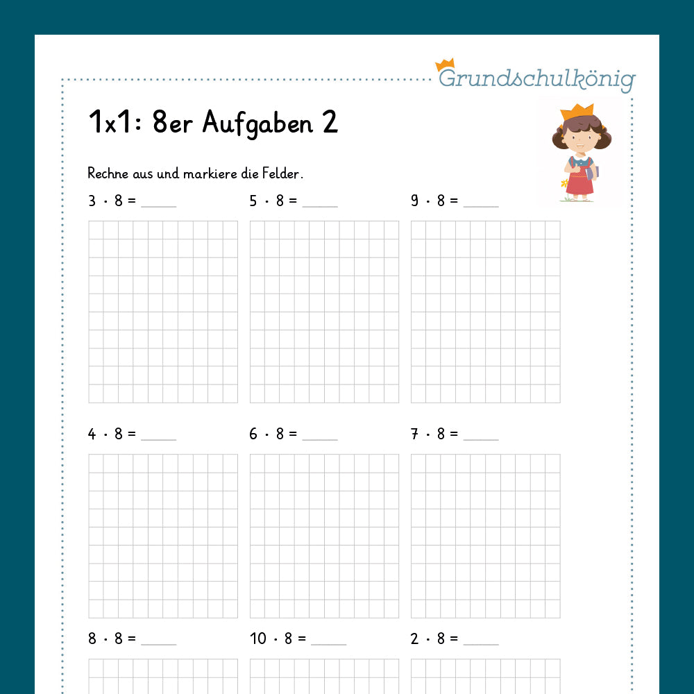 Königspaket: 8er 1x1 (Mathe, 2. Klasse) - inklusive Test