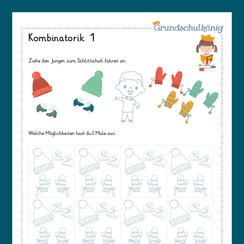 Königspaket: Kombinatorik (Mathe, 4. Klasse) - inklusive Test