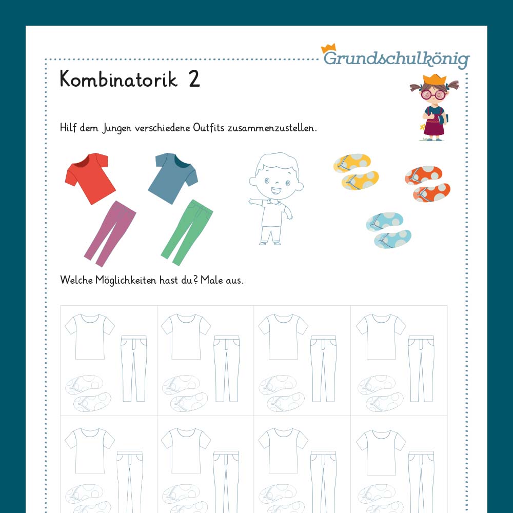 Königspaket: Kombinatorik (Mathe, 4. Klasse) - inklusive Test