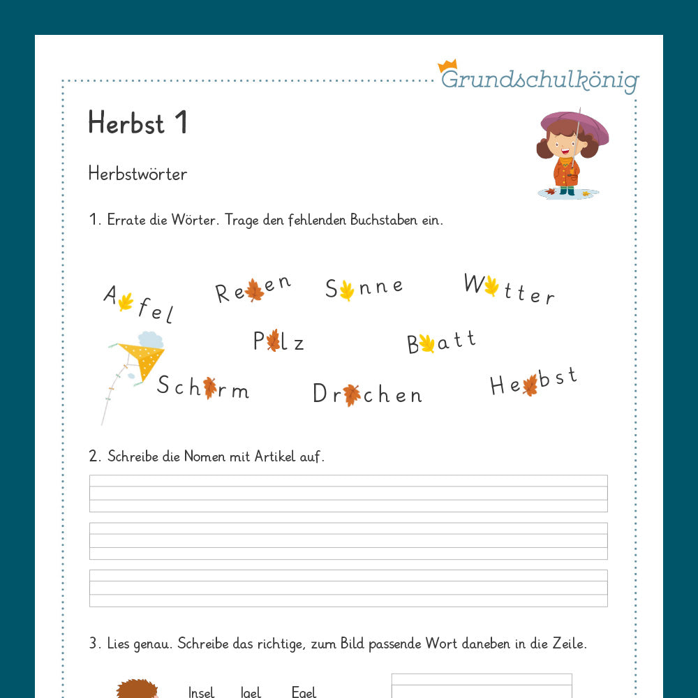 Königspaket: Herbst - Deutsch (1. Klasse)