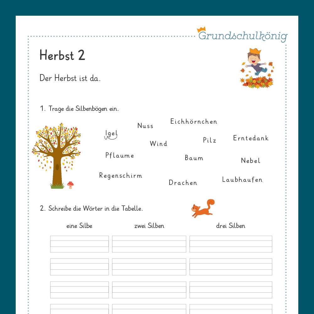 Königspaket: Herbst - Deutsch (1. Klasse)