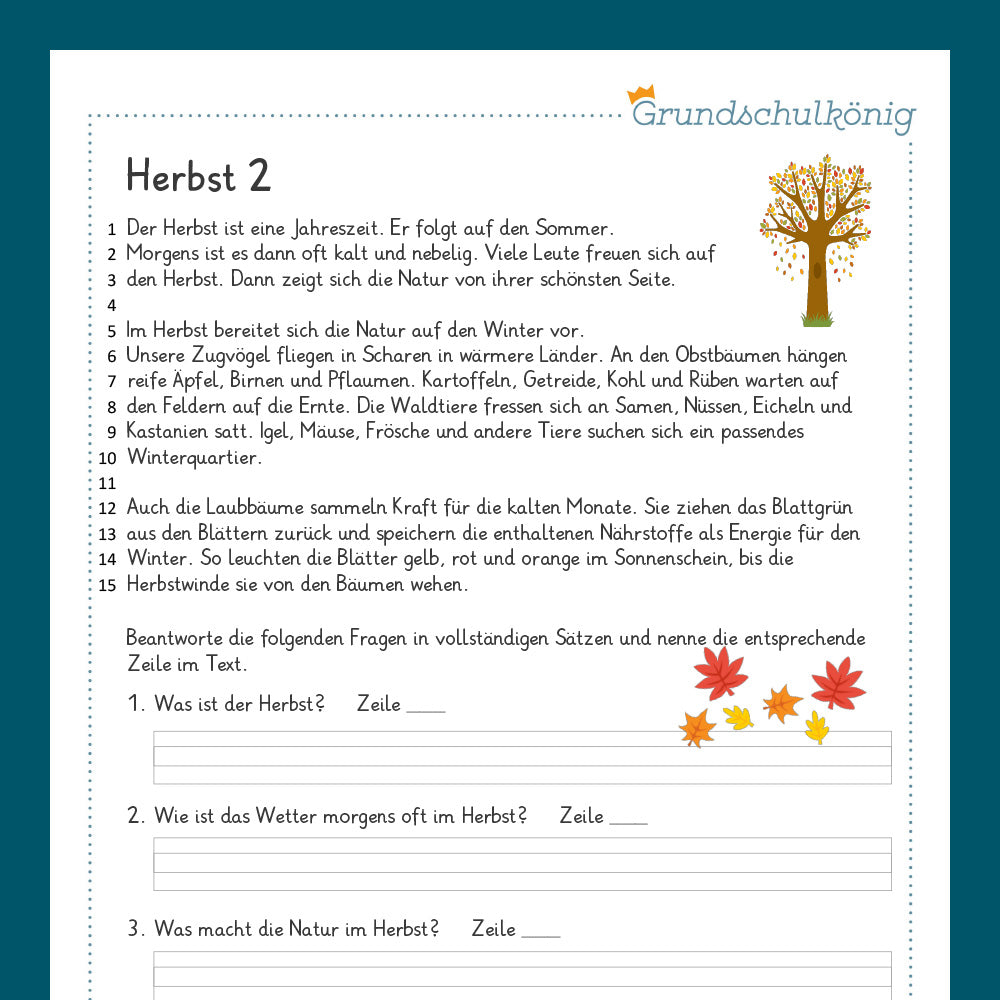 Königspaket: Herbst - Deutsch (2. Klasse)