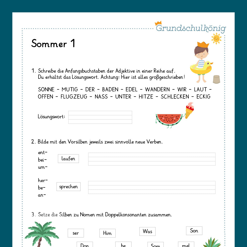 Königspaket: Sommer - Deutsch (2. Klasse)