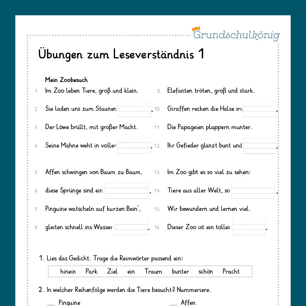 Königspaket: Textverständnis (Deutsch, 2. Klasse)