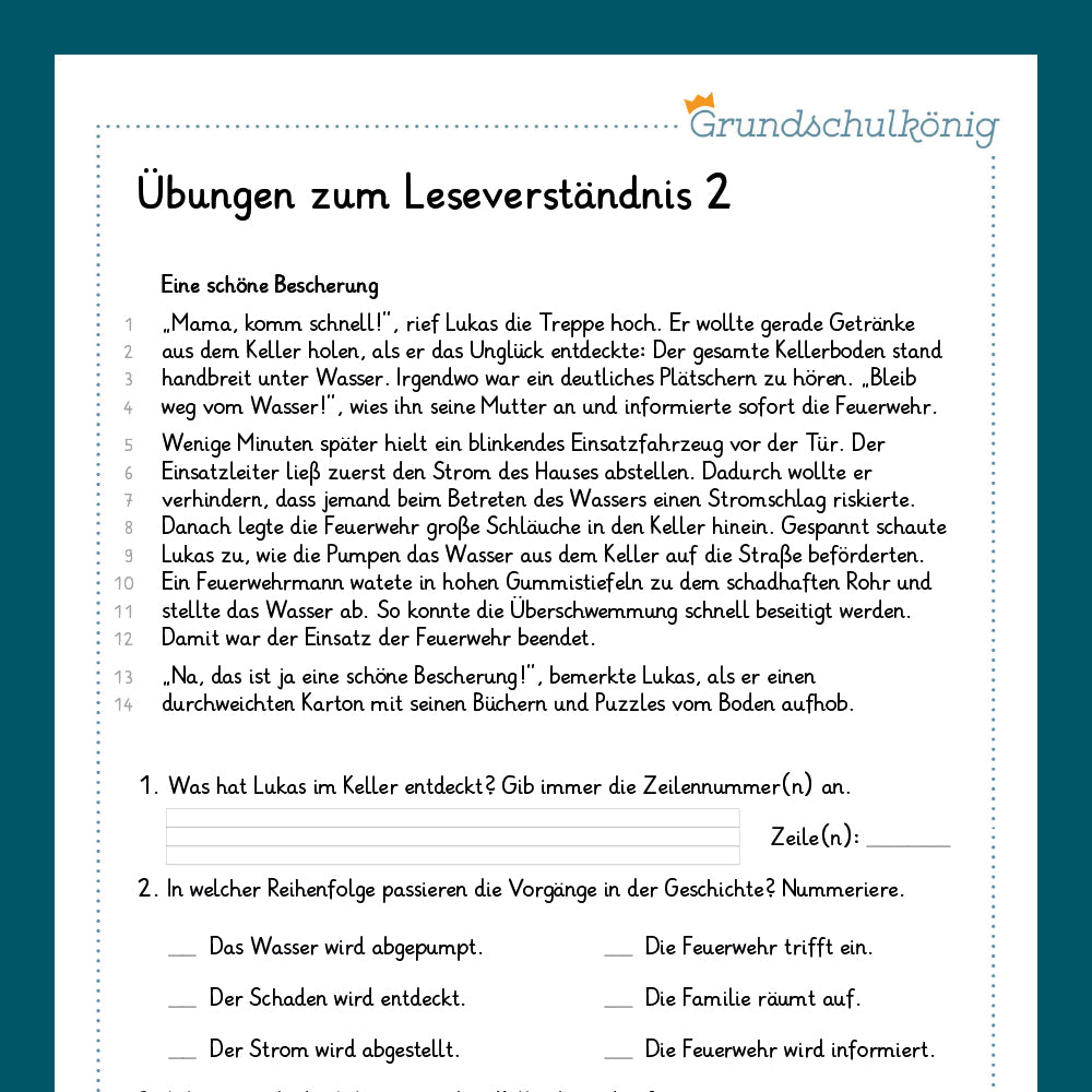 Königspaket: Textverständnis (Deutsch, 2. Klasse)