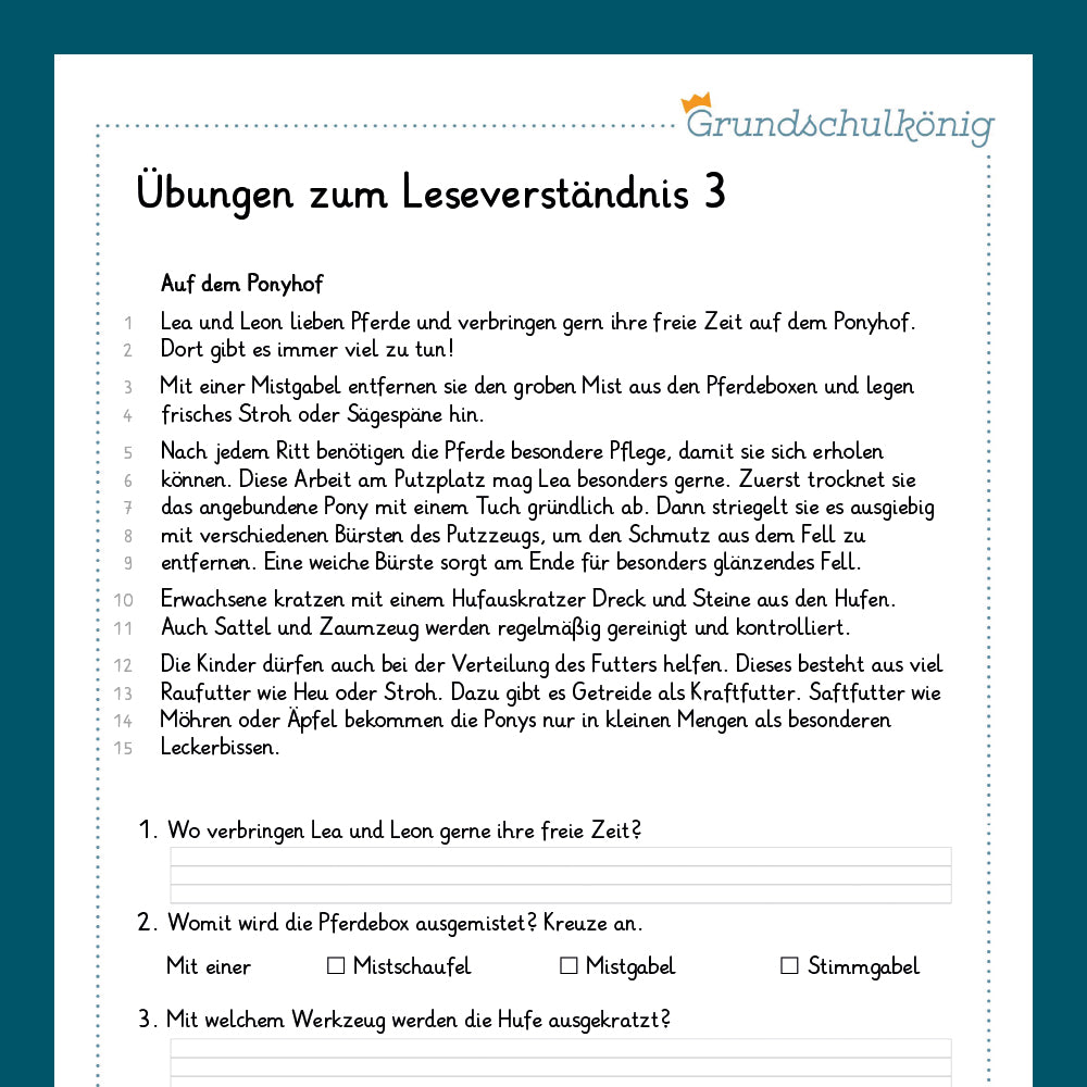 Königspaket: Textverständnis (Deutsch, 2. Klasse)