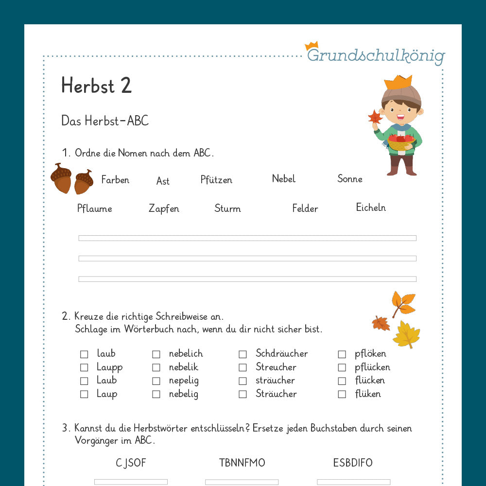 Königspaket: Herbst - Deutsch (3. Klasse)
