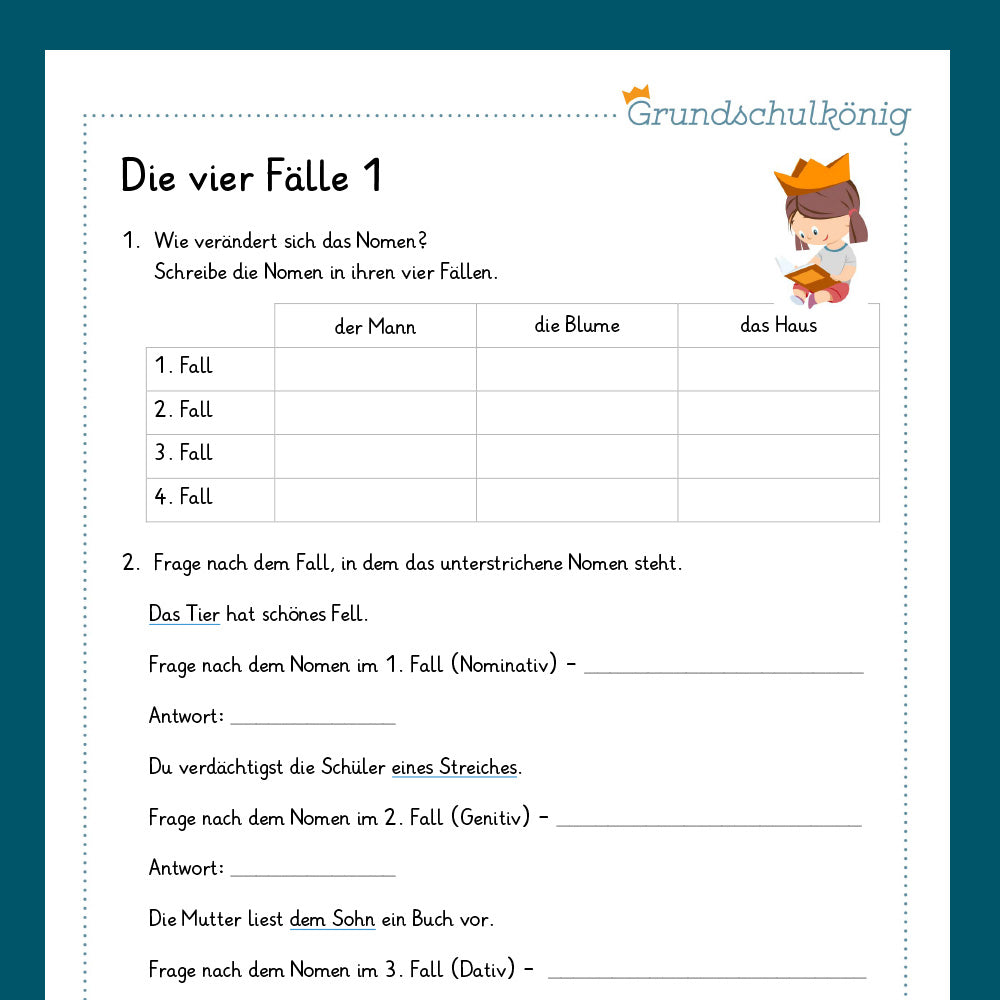 Königspaket: Die vier Fälle (Grammatik) - inklusive Test