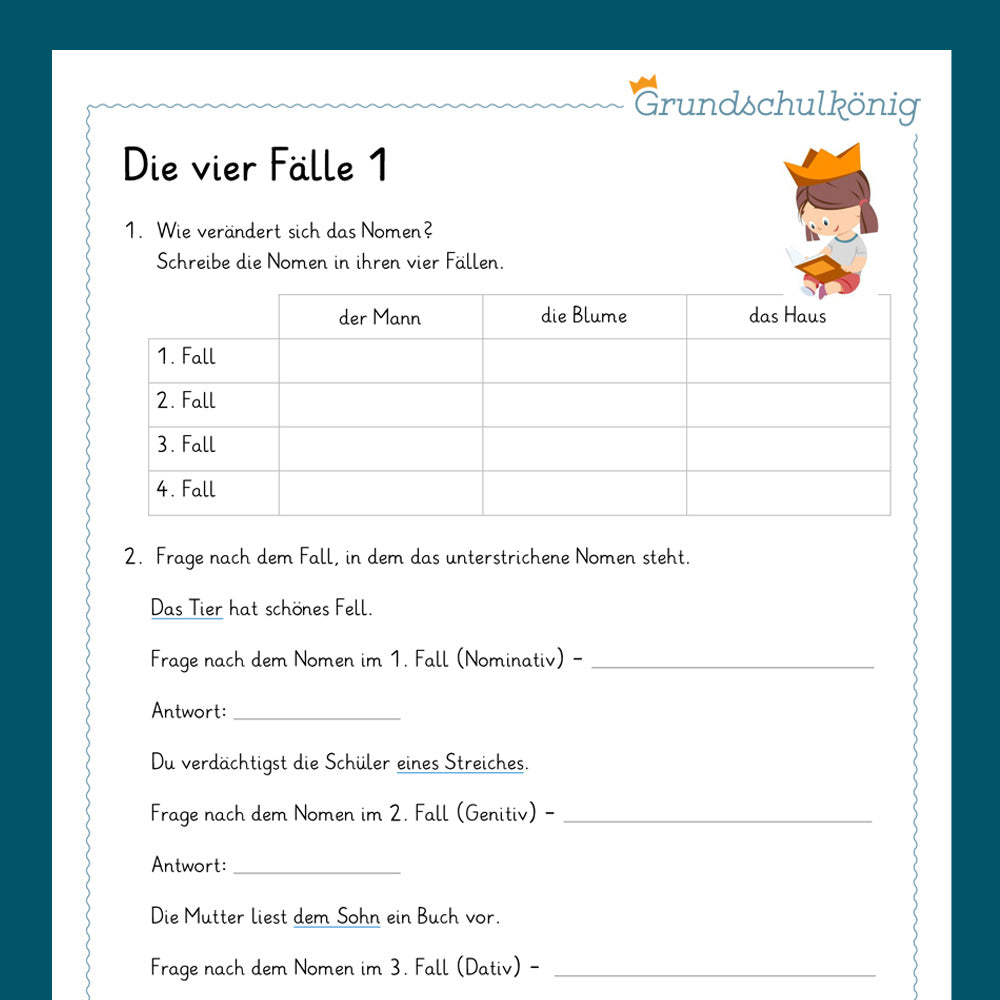 Königspaket: Die vier Fälle (Grammatik) - inklusive Test