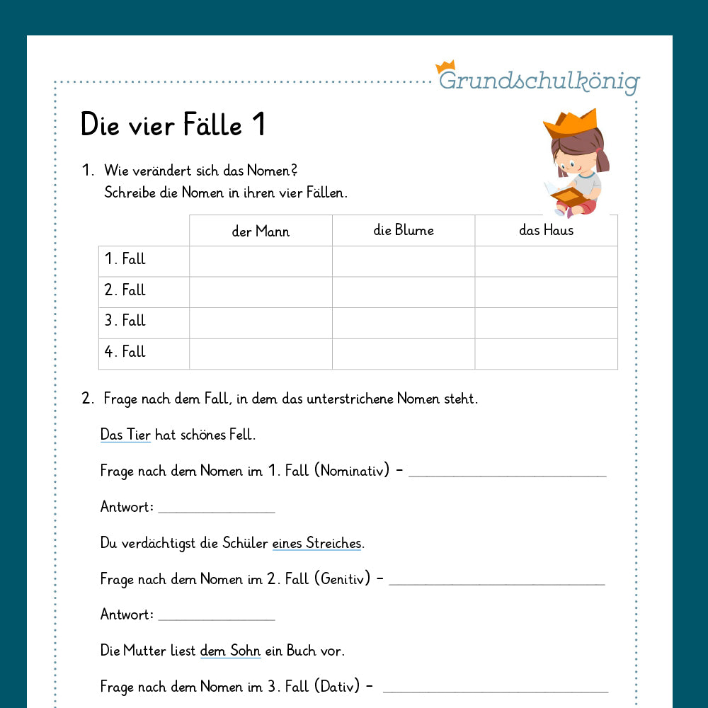 Königspaket: Die vier Fälle (Grammatik) - inklusive Test
