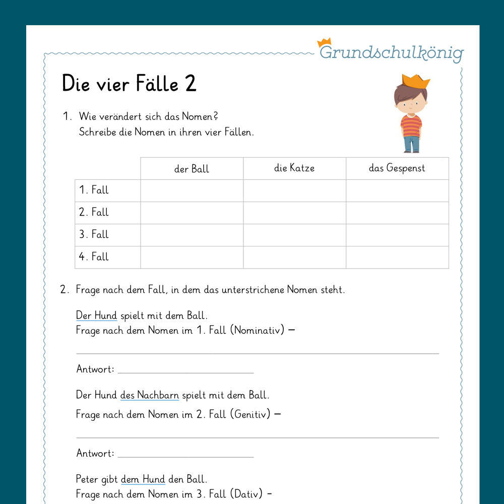 Königspaket: Die vier Fälle (Grammatik) - inklusive Test