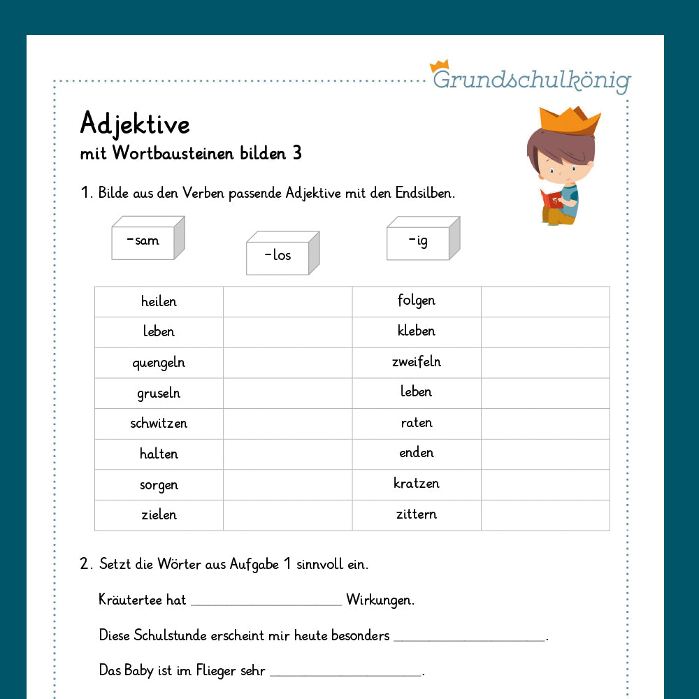 Königspaket: Adjektive (Deutsch, 4. Klasse) - Inklusive Test ...