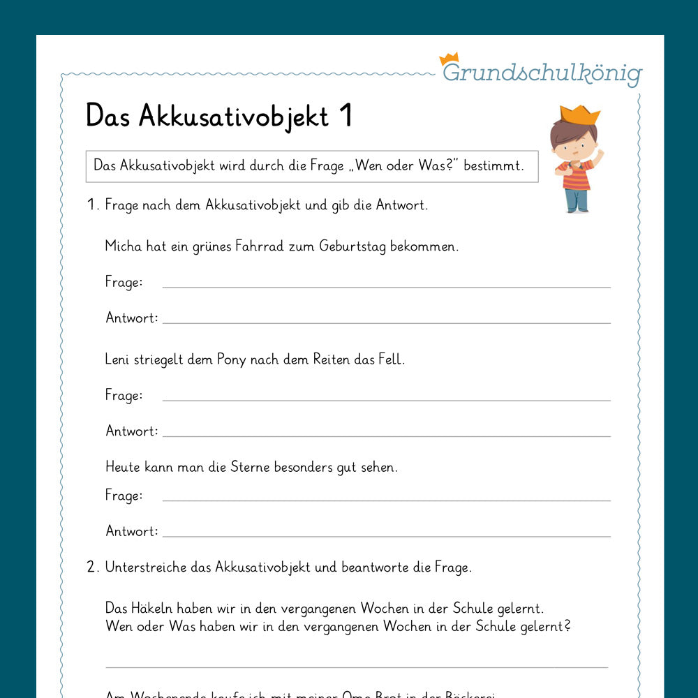 Königspaket: Akkusativobjekt (Deutsch, 4. Klasse) - inklusive Test