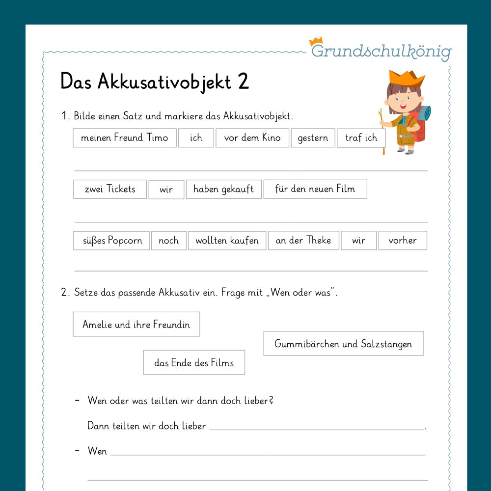 Königspaket: Akkusativobjekt (Deutsch, 4. Klasse) - inklusive Test