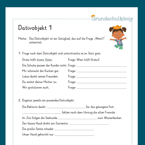 Königspaket: Dativobjekt (Deutsch, 4. Klasse) - inklusive Test ...